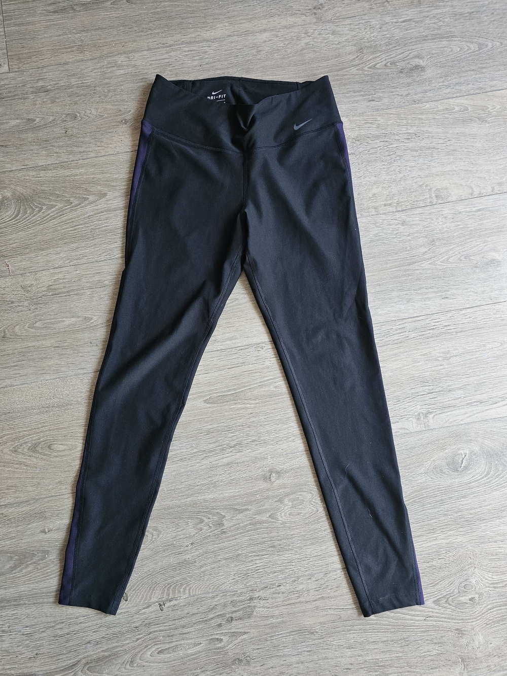 Nike Black Leggings with Purple Side Accent
